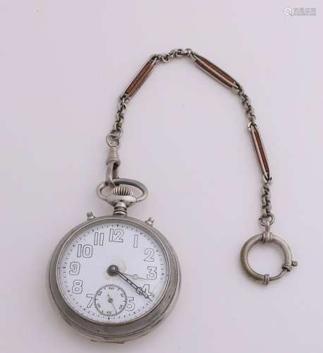 White metal pocket watch with alarm function, is