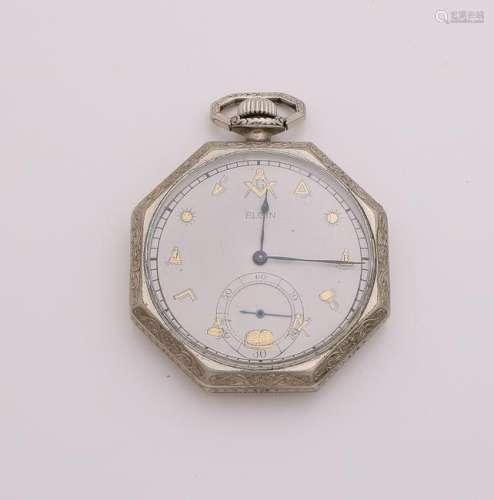 Elgin gold filled pocket watch, octagonal with floral