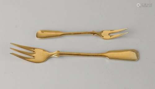 Two forks, silver plated, 800/000, one meat fork and a