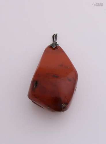 Silver pendant, 835/000, with a large piece of amber,