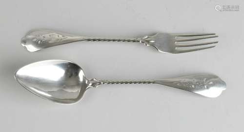 Silver Children dinners, 833/000, fork and spoon with a