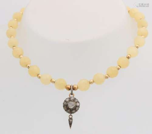 calcietkralen of faceted necklace, ø 8 mm, yellow gold