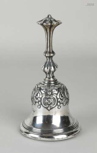 Silver handbell, 835/000, copper binnenbel, driven with