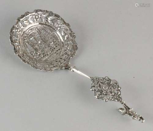 Silver sugar spoon, 833/000, with a sawn container with