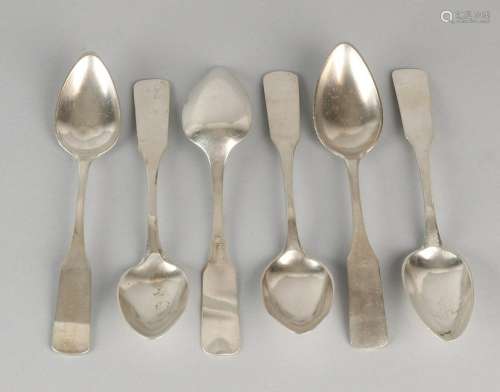 Lot six silver spoons, BWG, 12 lothige with