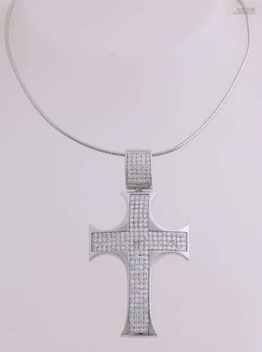 Silver necklace and pendant, 925/000, with zirconia.