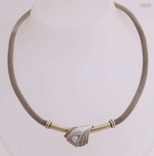 Silver choker, 835/000, with a round braided necklace,