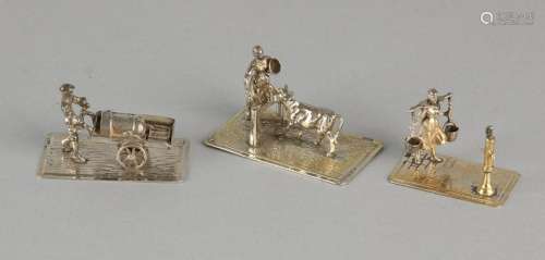 Lot 3 silver miniatures, 835/000, with a woman with