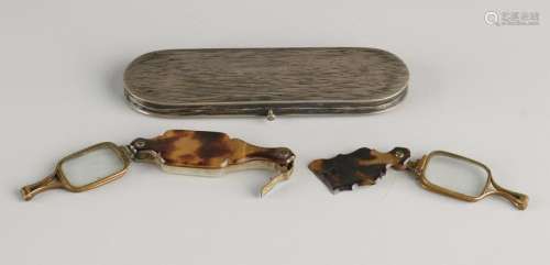 Silver glasses case, 835/000, with ribdecor, jl.:d:1863