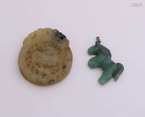 Two parts jade pendant in the shape of a horse,