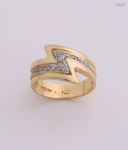 Yellow gold ring, 750/000, with diamond. Ring with the