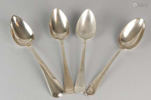 Lot four silver serving spoons, 835/000, various models