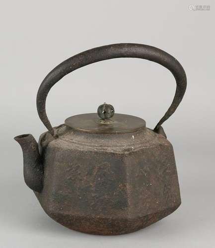 19th Century Japanese cast iron teapot with character