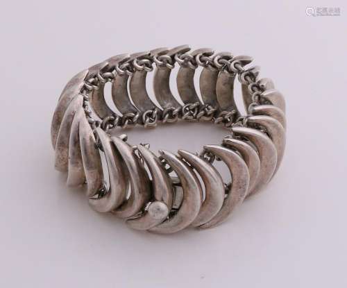 Wide silver bracelet, 925/000, with links in the shape