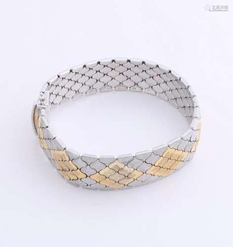 Wide silver bracelet, 925/000, with gilding. Matted