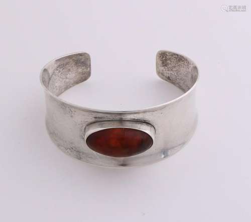 Silver bracelet clamp, 925/000, slightly hollopend,