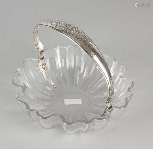 Antique scalloped cut crystal candy dish with 835/000