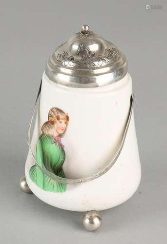 Porcelain sulfur stick jar with the painting of 2