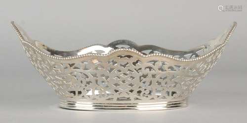 Silver bonbon basket, 835/000, oval sawed model with