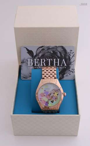 Watch Bertha, steel, provided with a rose-colored bezel