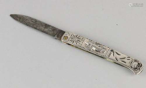 Fries antique pocket knife features silver handle with