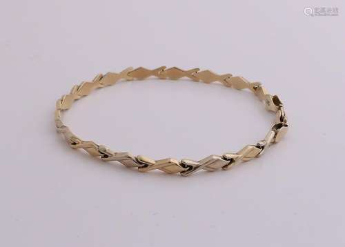 Yellow with white gold bracelet, 585/000, made from a