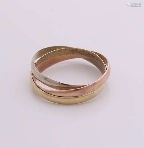 Tricolor gold ring, 585/000, consisting of a red-gold,