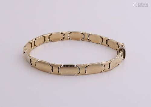 Wide yellow golden bracelet, 585/000, with pins having