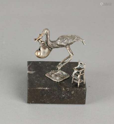 Two silver miniatures, 835/000, a small high chair, and