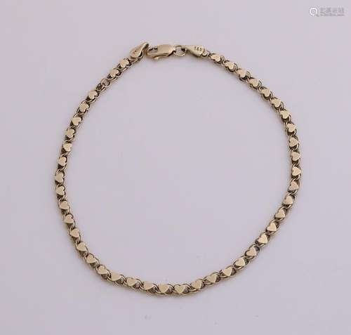 Yellow gold bracelet, 585/000, with a fine stripe mark