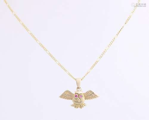 Yellow gold necklace and pendant, 585/000, it Figaro