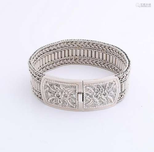 Wide silver bracelet, 925/000, with twisted links,