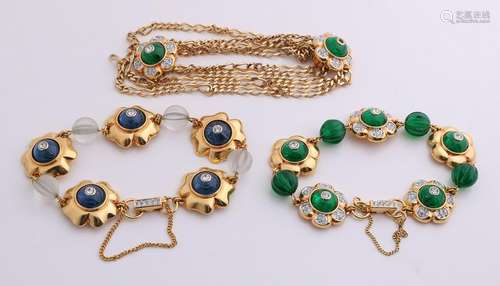 Various jewelry including: Swarovski bracelet, gold