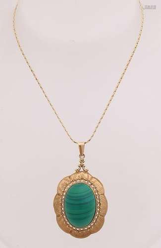 Yellow gold necklace and pendant, 585/000, with