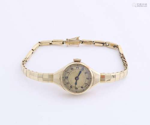 Yellow gold women's watch, 585/000, with a circular