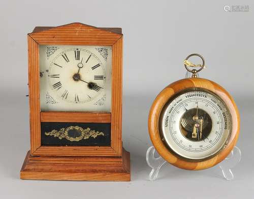 Antique table clock and barometer. 20th century. Table