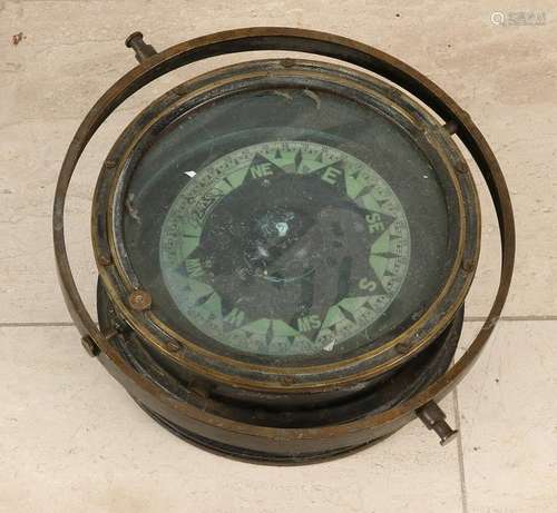 Large old English ship's compass brass. James Morton