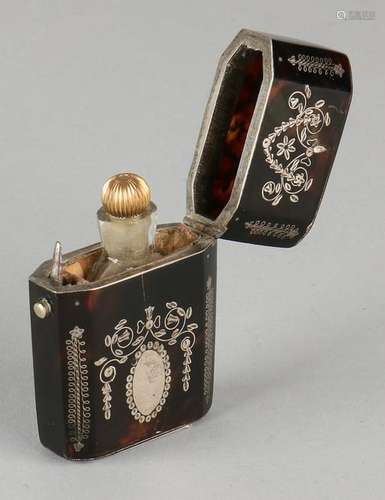 19th Century silver inlay turtle perfume holder