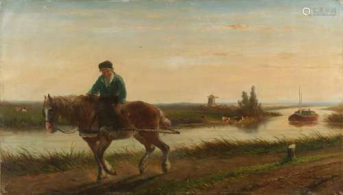A.J. of Prooijen. 1834 - 1898. Boy horseback pulling
