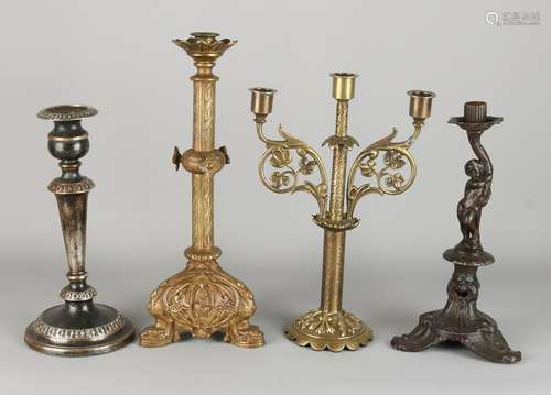 Four various antique candle chandeliers. Circa 1860 -