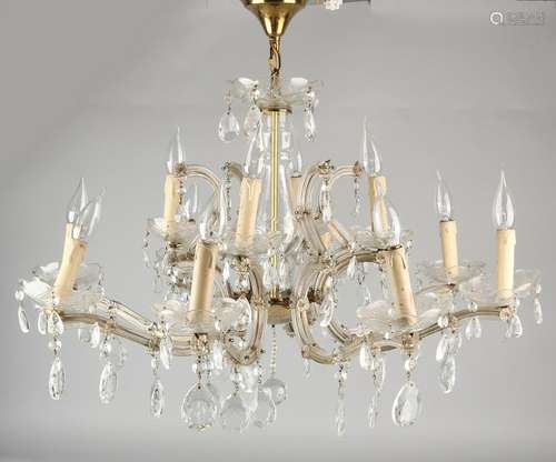 Large crystal glass lamp with icicles. Second half 20th