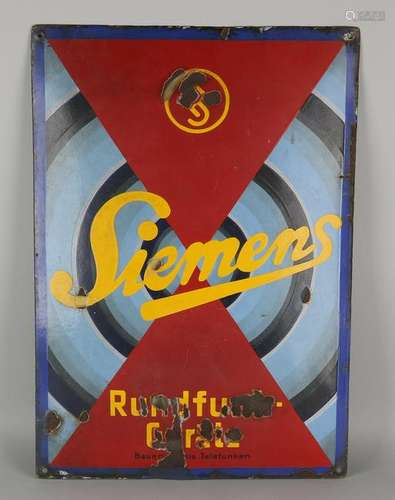 Antique German enamel advertising Siemens. Circa 1930 -