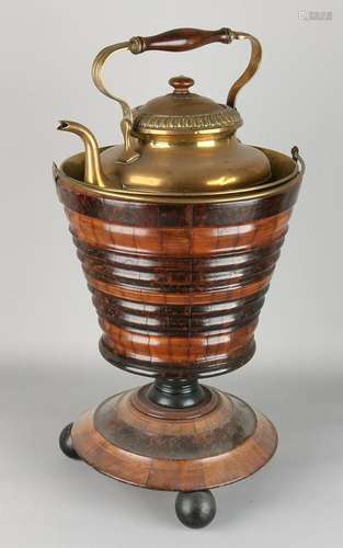 19th Century walnut tea warmer with boiler and inner