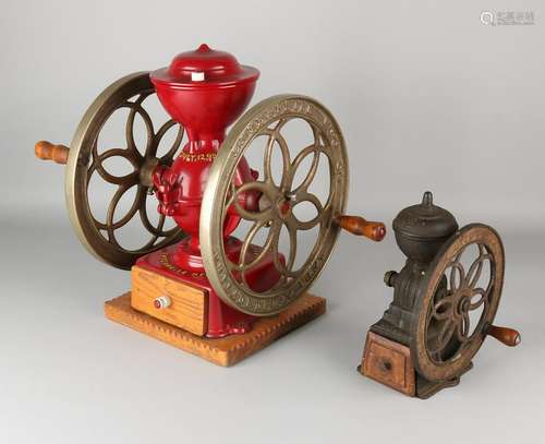 Two antique coffee grinders. Circa 1900. One time