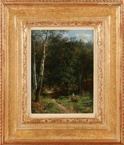 A.J. of Wijngaerdt. 1808 - 1887. forest scene with two