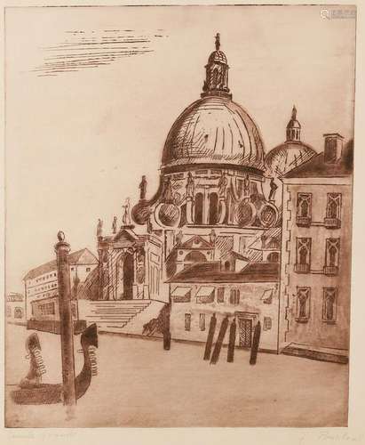 J. Bartosch. (Sing). Venice, Canale Grande. Etching on