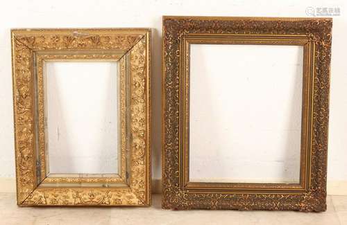 Two antique picture frames. Cloth Size H x B 27 43 cm.