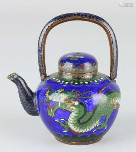 Early Japanese small cloisonne teapot Meiji or older.