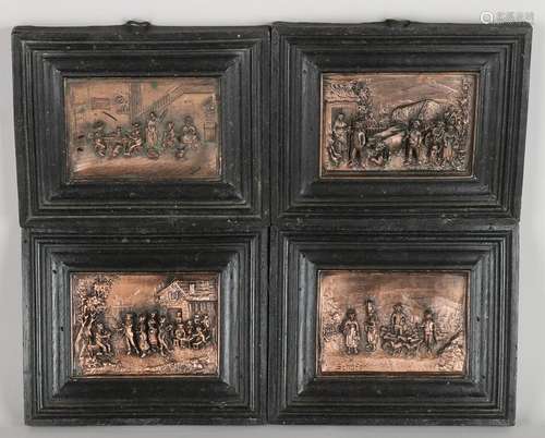 Four 19th century framed wasplaquettes. Germany. Size: