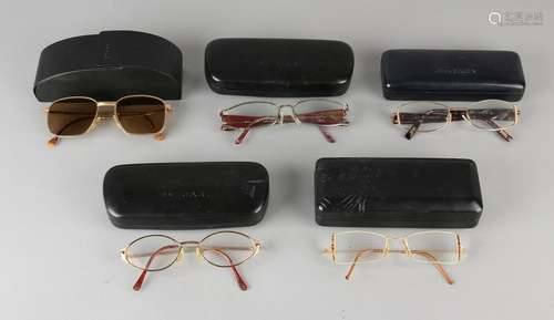 Five old brand eyewear. Include: Versace, Bulgari,